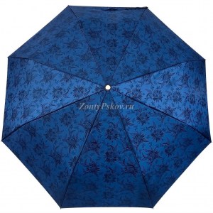 Женский зонт синего цвета, жаккард, Три Слона женский, полный автомат, 3 сл.,арт.3812